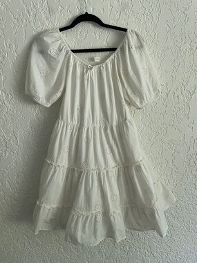 ZARA Girls Cottagecore Cotton Eyelet Prairie White Dress - 13/14